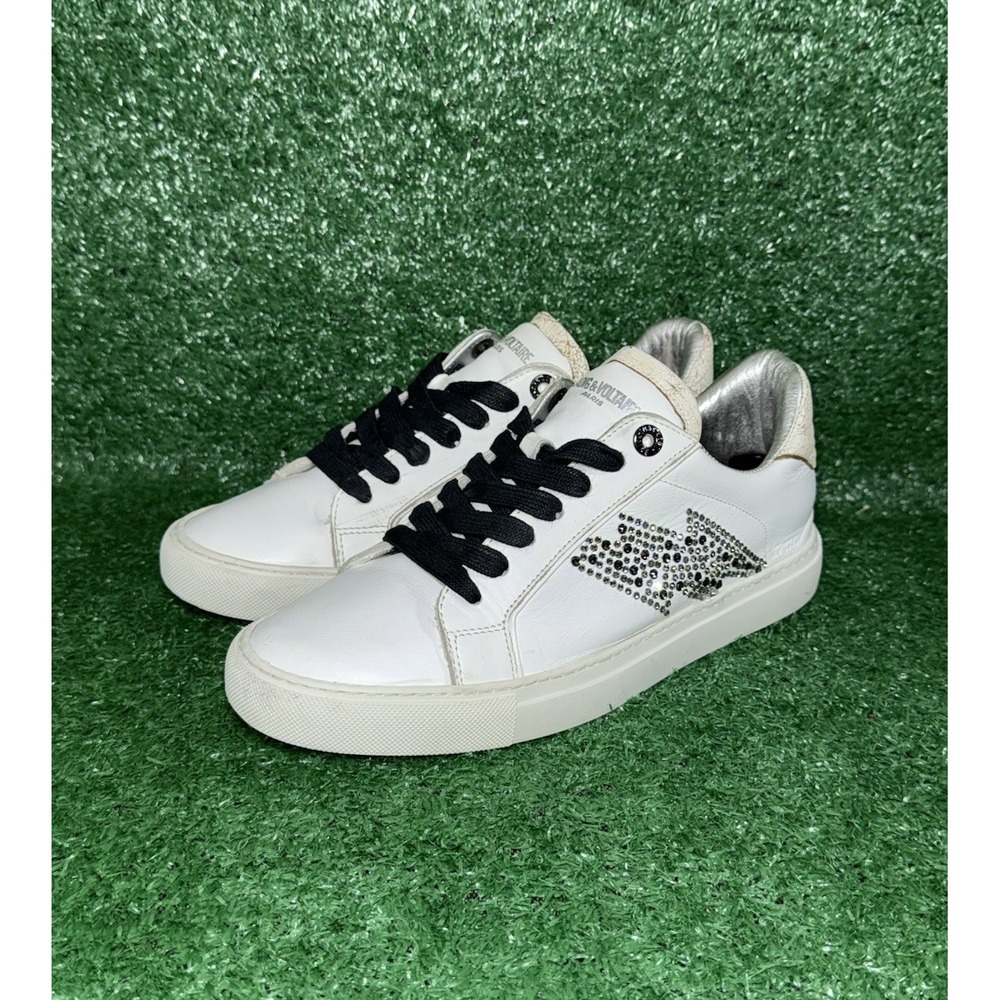 ZADIG & VOLTAIRE ZV1747 Low-Top Glittery Sparkle Sneakers Womens Size 8 US 39 EU - Picture 3 of 10